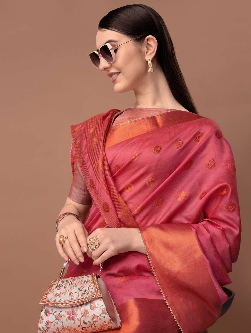 solid with borders handloom saree - 19626281 -  Standard Image - 3