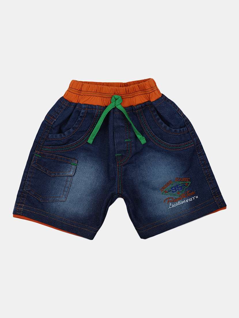 blue denim washed shorts 
