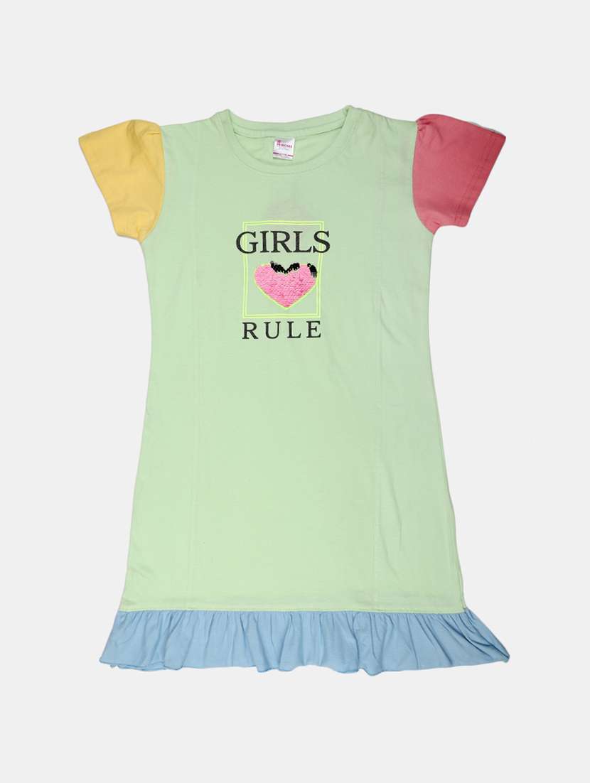 girls round neck short sleeves frock