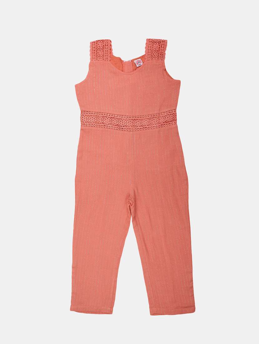 girls scoop neck striped jump suit