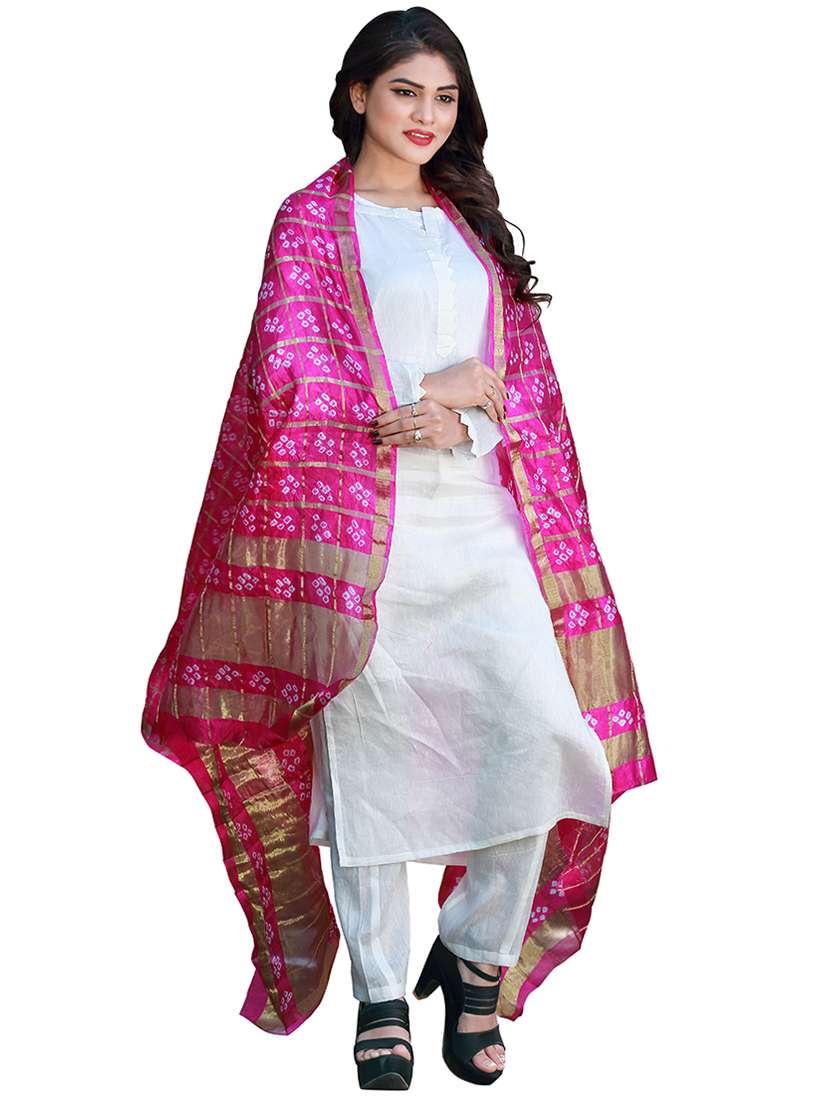 Buy online Pink Cotton Blend Dupatta from dupattas and scarves for