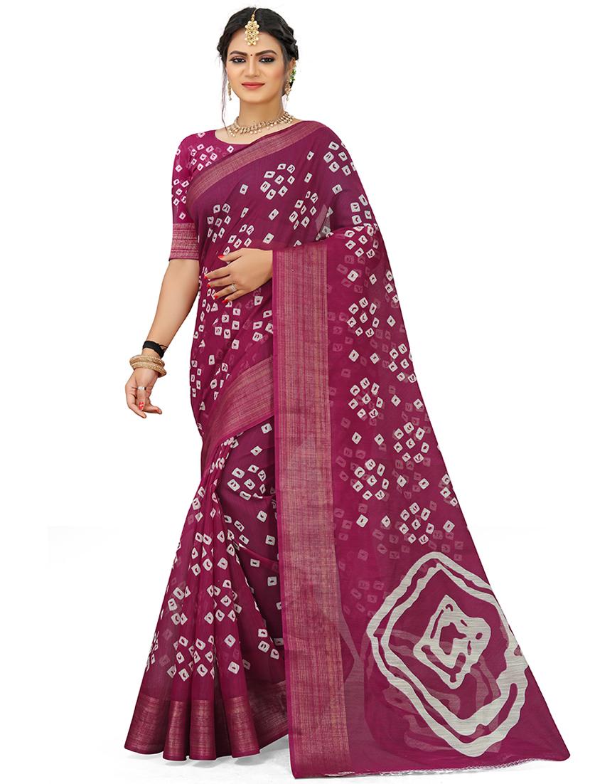 women's bandhani burgundy colored saree - 19630323 - Zoom Image - 0