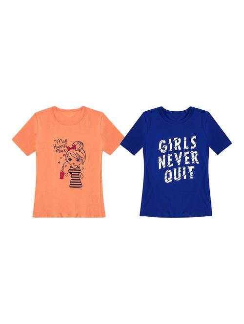 girls pack of 2 printed regular tees - 19635322 -  Standard Image - 0