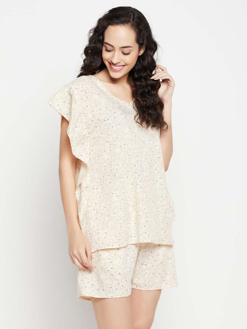 printed cotton shorts set nightwear set