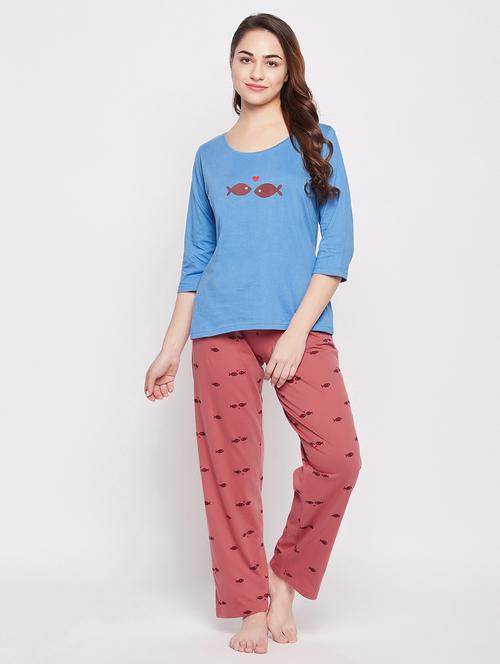 fish print pyjama set nightwear set - 19638026 -  Standard Image - 0