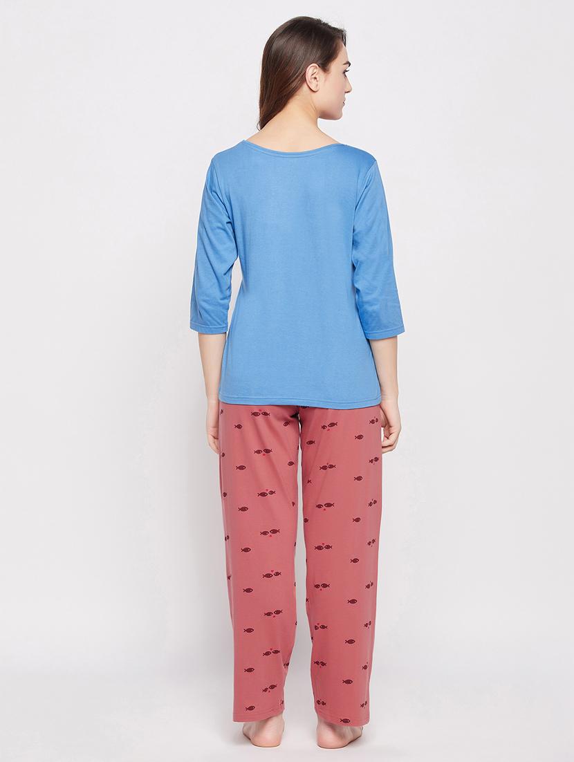 fish print pyjama set nightwear set - 19638026 - Standard Image - 3