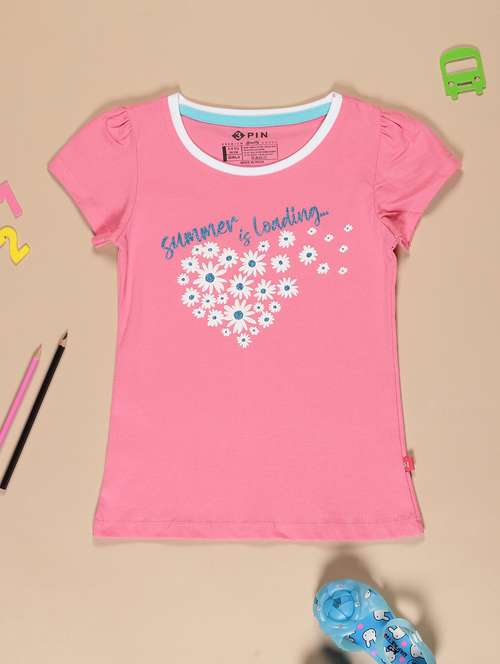 pink printed round neck t-shirt - 19639168 - Standard Image - 0