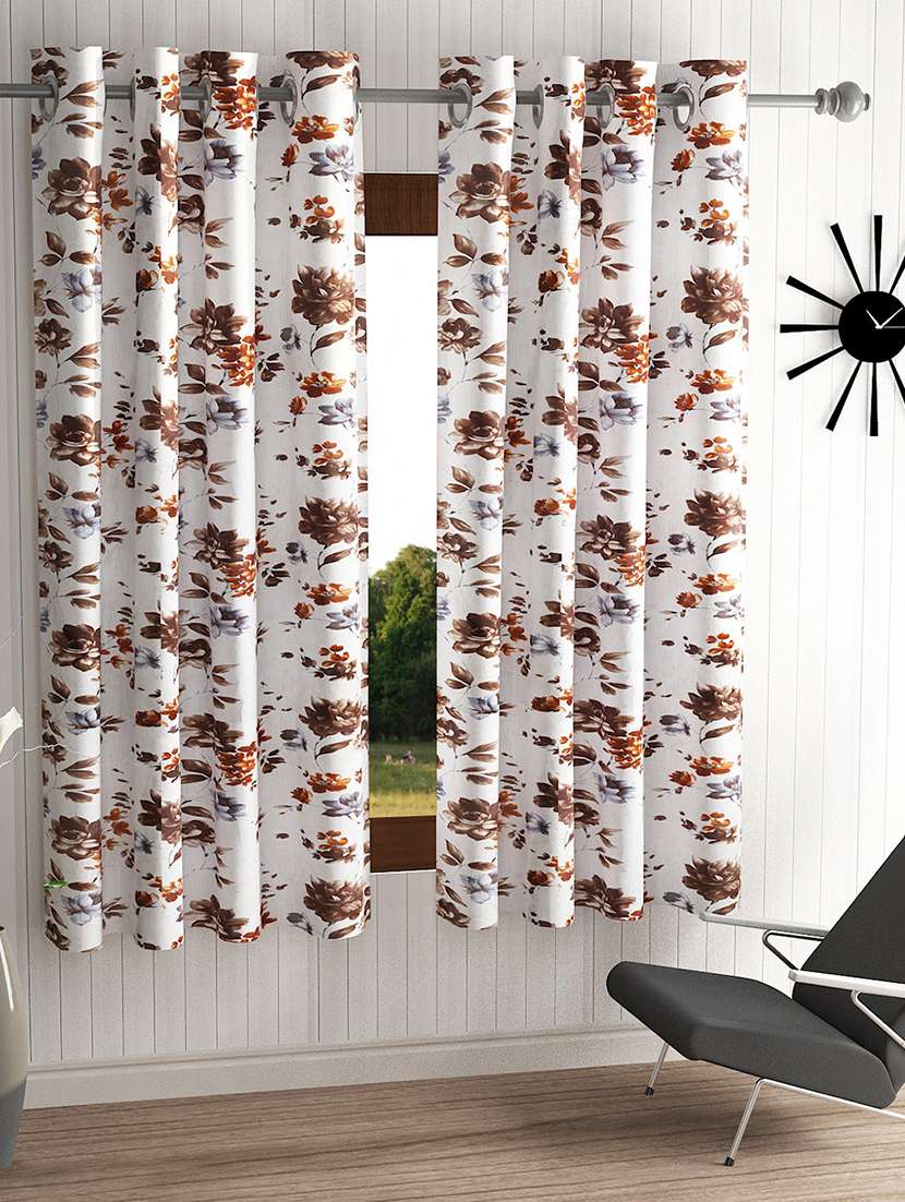 Home Sizzler 2 Piece Windflower Floral Eyelet Polyester Door Curtains