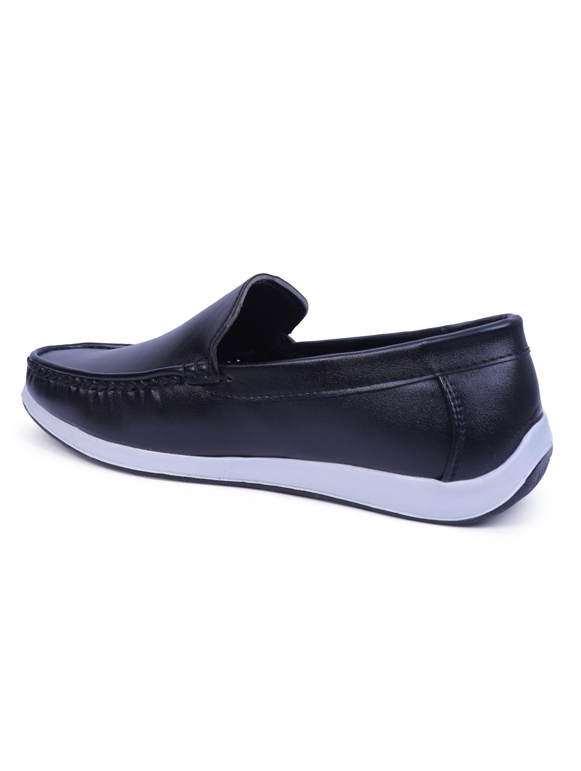 black artificial leather slip on loafers - 19643405 - Standard Image - 3