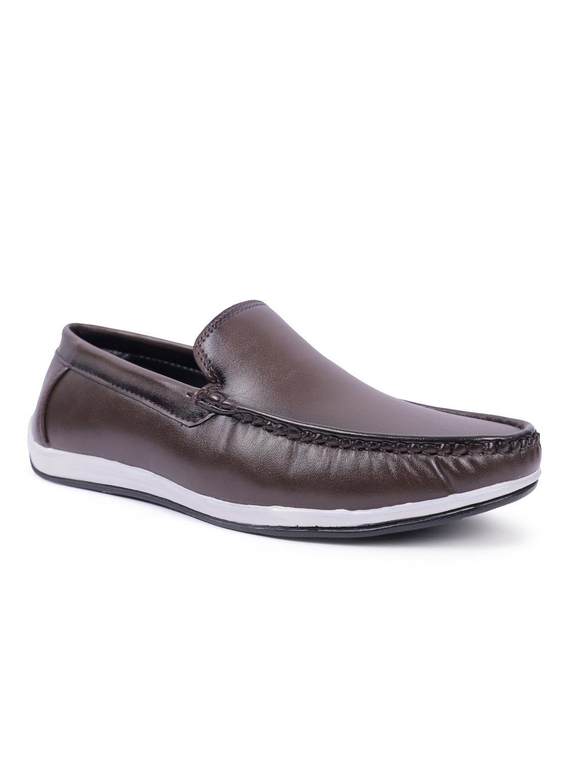 brown artificial leather slip on loafers - 19643406 - Zoom Image - 0