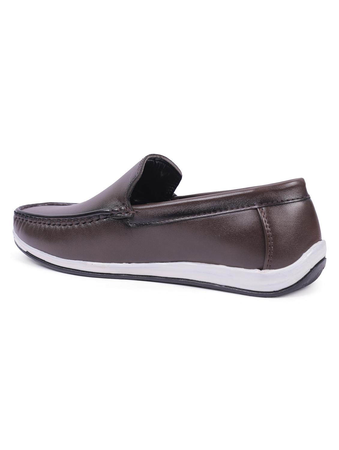 brown artificial leather slip on loafers - 19643406 - Standard Image - 3