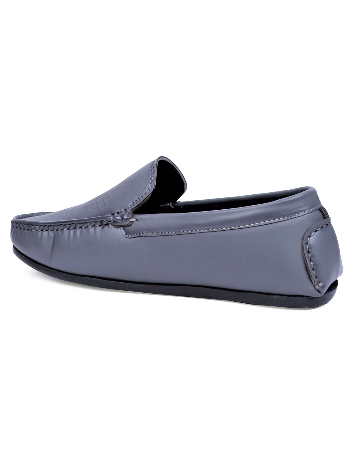 grey artificial leather slip on loafers - 19643408 - Standard Image - 3