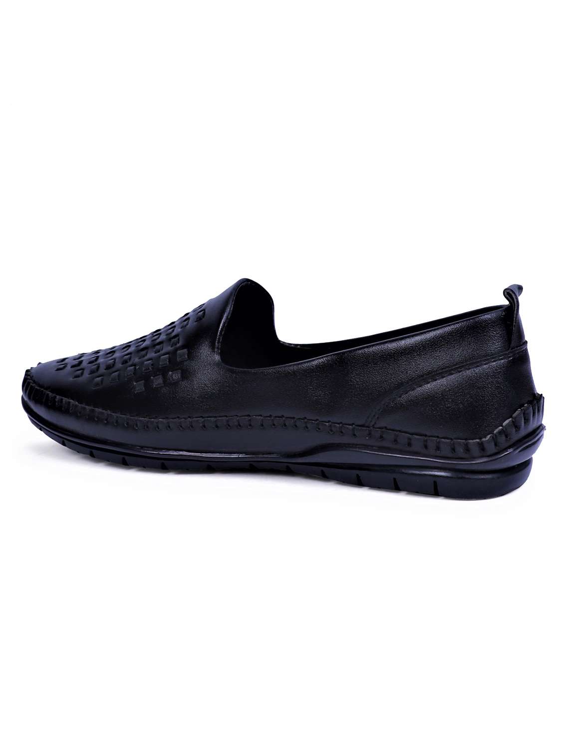 black artificial leather slip on loafers - 19643417 - Standard Image - 3