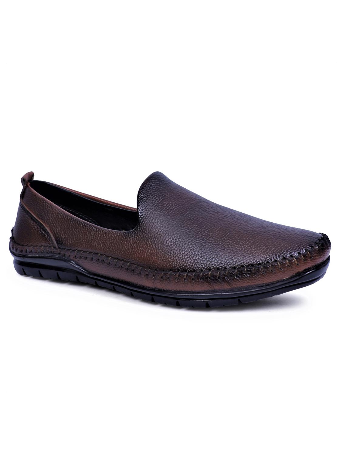 tan artificial leather slip on loafers - 19643420 - Zoom Image - 0