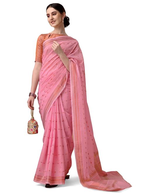 solid with borders handloom saree with blouse - 19643503 - Standard Image - 0