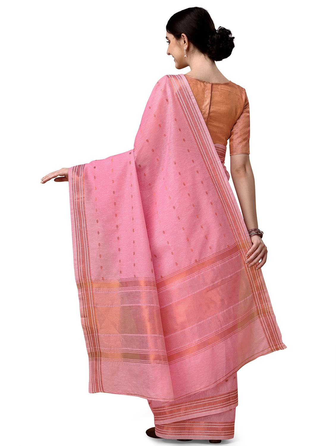 solid with borders handloom saree with blouse - 19643503 - Standard Image - 3