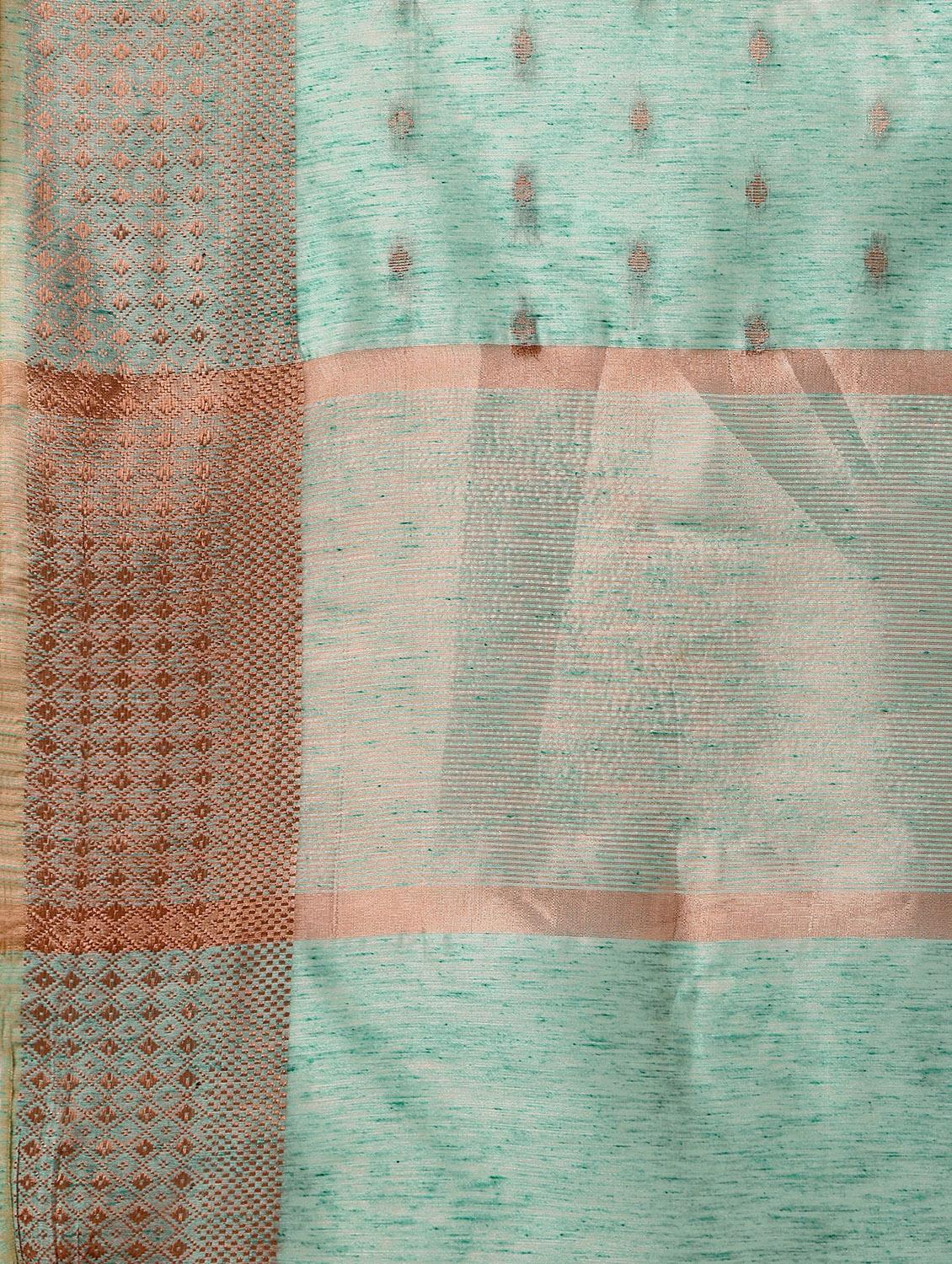 solid with borders handloom saree with blouse - 19643512 - Standard Image - 5