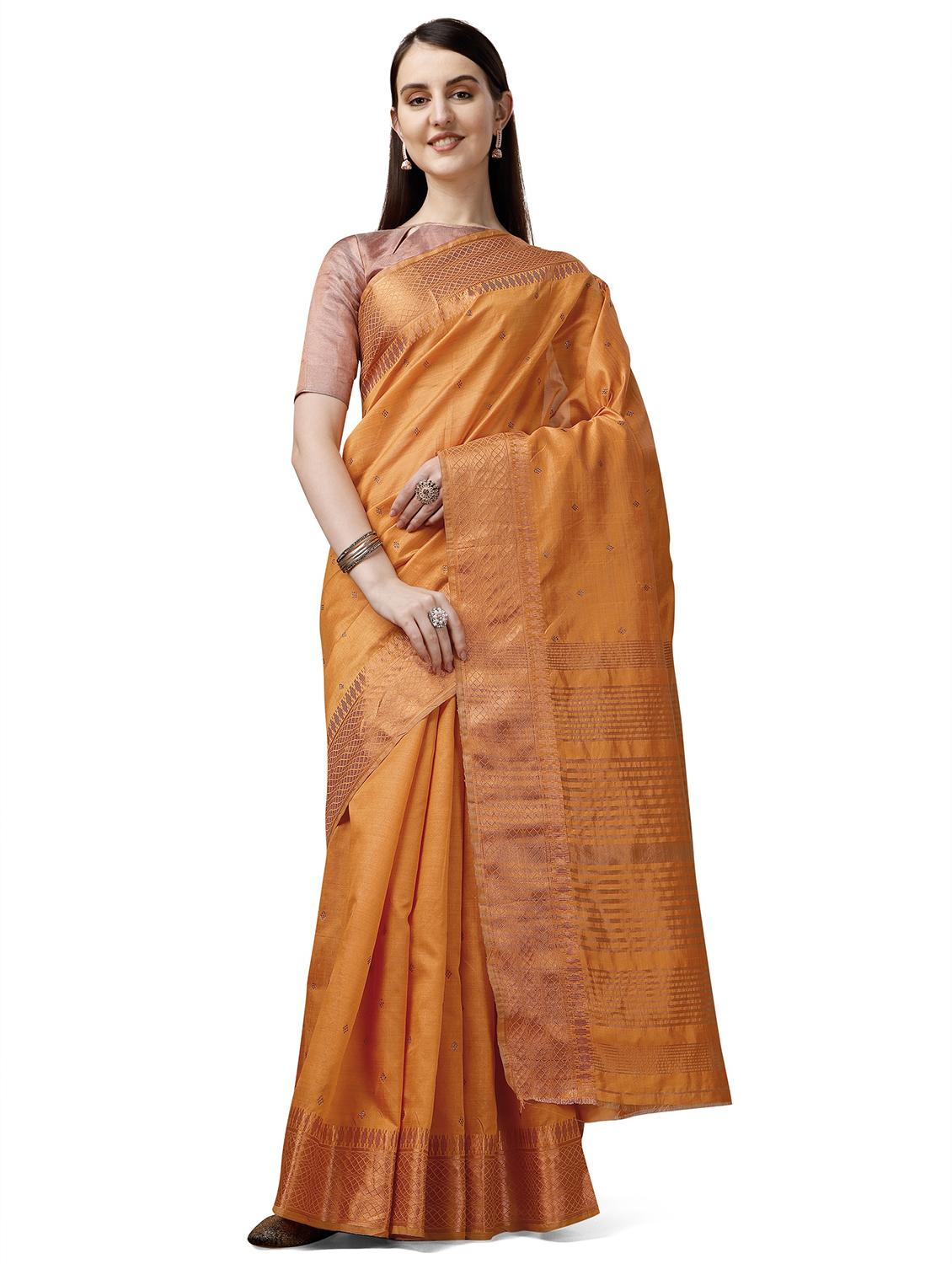 solid with borders handloom saree - 19643516 - Zoom Image - 0