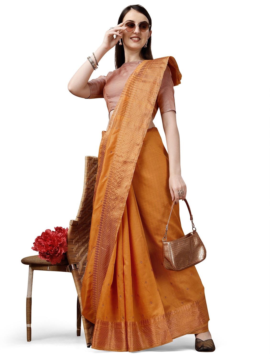 solid with borders handloom saree - 19643516 - Standard Image - 3