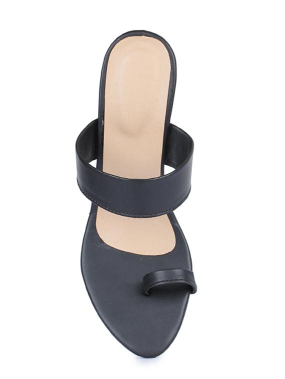 black synthetic slip on sandals - 19643529 - Standard Image - 3