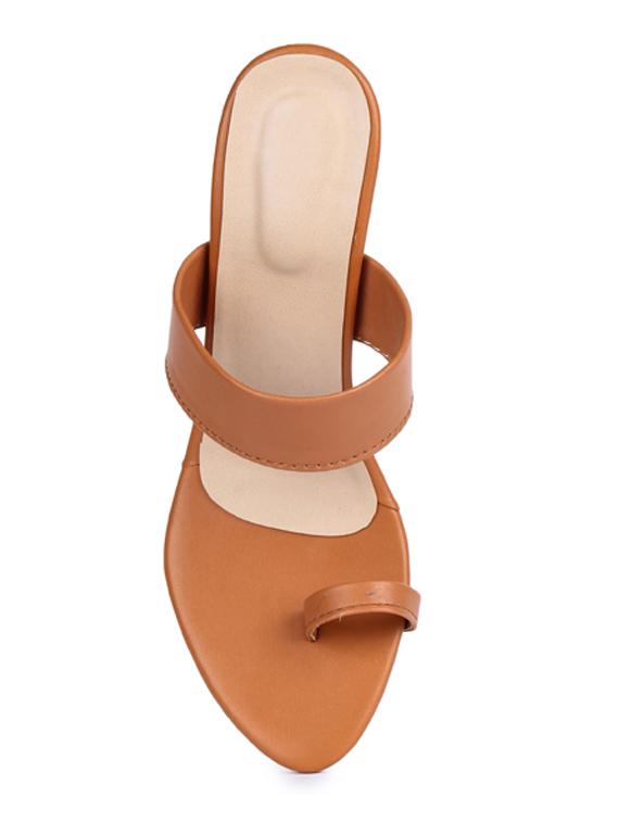 tan synthetic slip on sandals - 19643530 - Standard Image - 3