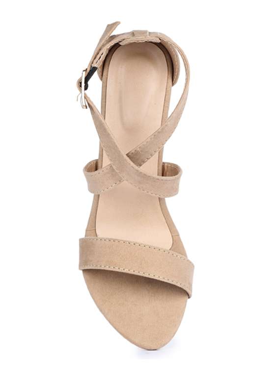 beige synthetic ankle strap sandals - 19643532 -  Standard Image - 3