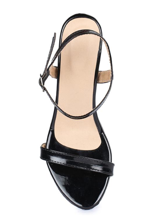 black synthetic ankle strap sandals - 19643533 - Standard Image - 3