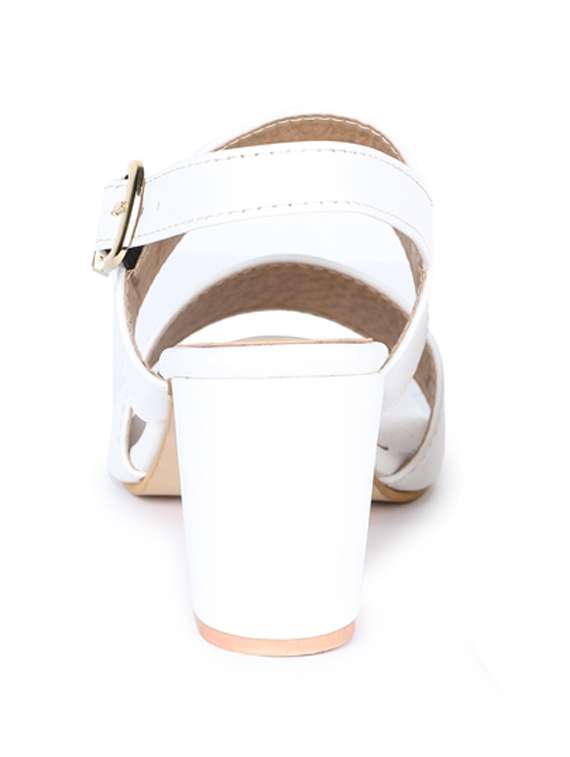 white synthetic ankle strap sandals - 19643536 -  Standard Image - 3