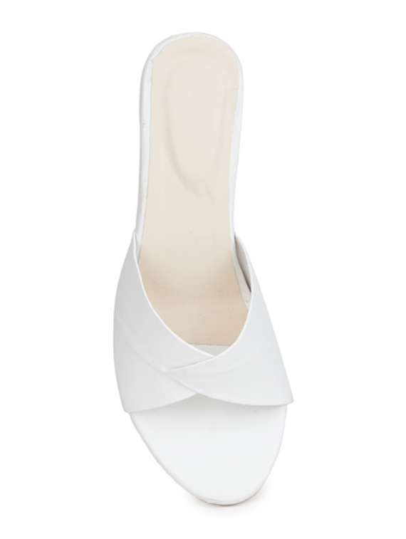 white synthetic slip on sandals - 19643549 -  Standard Image - 3