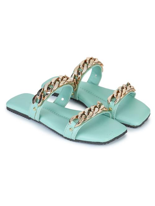 green synthetic slip on sandals - 19643617 -  Standard Image - 0