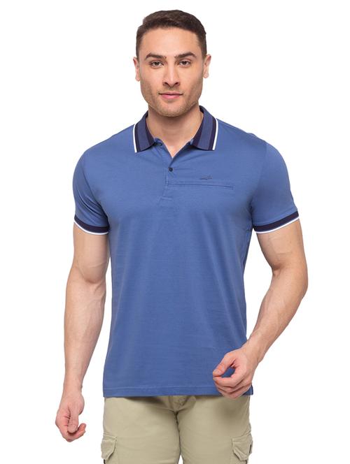blue solid polo t-shirt - 19643700 - Standard Image - 0