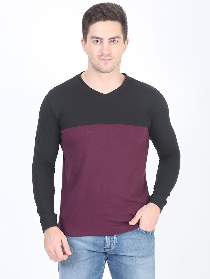 v-neck color block regular t-shirt - 19643863 -  Zoom Image - 0