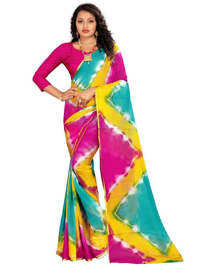 chiffon tie & dye saree with blouse - 19645337 - Zoom Image - 0