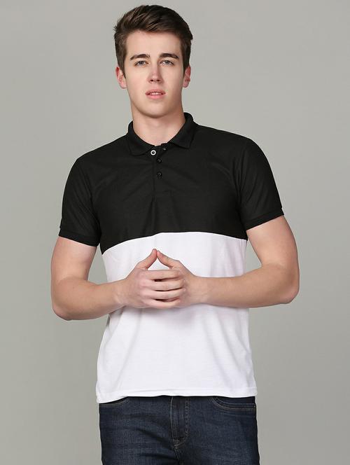 polo neck color block regular t-shirt - 19646087 - Standard Image - 0