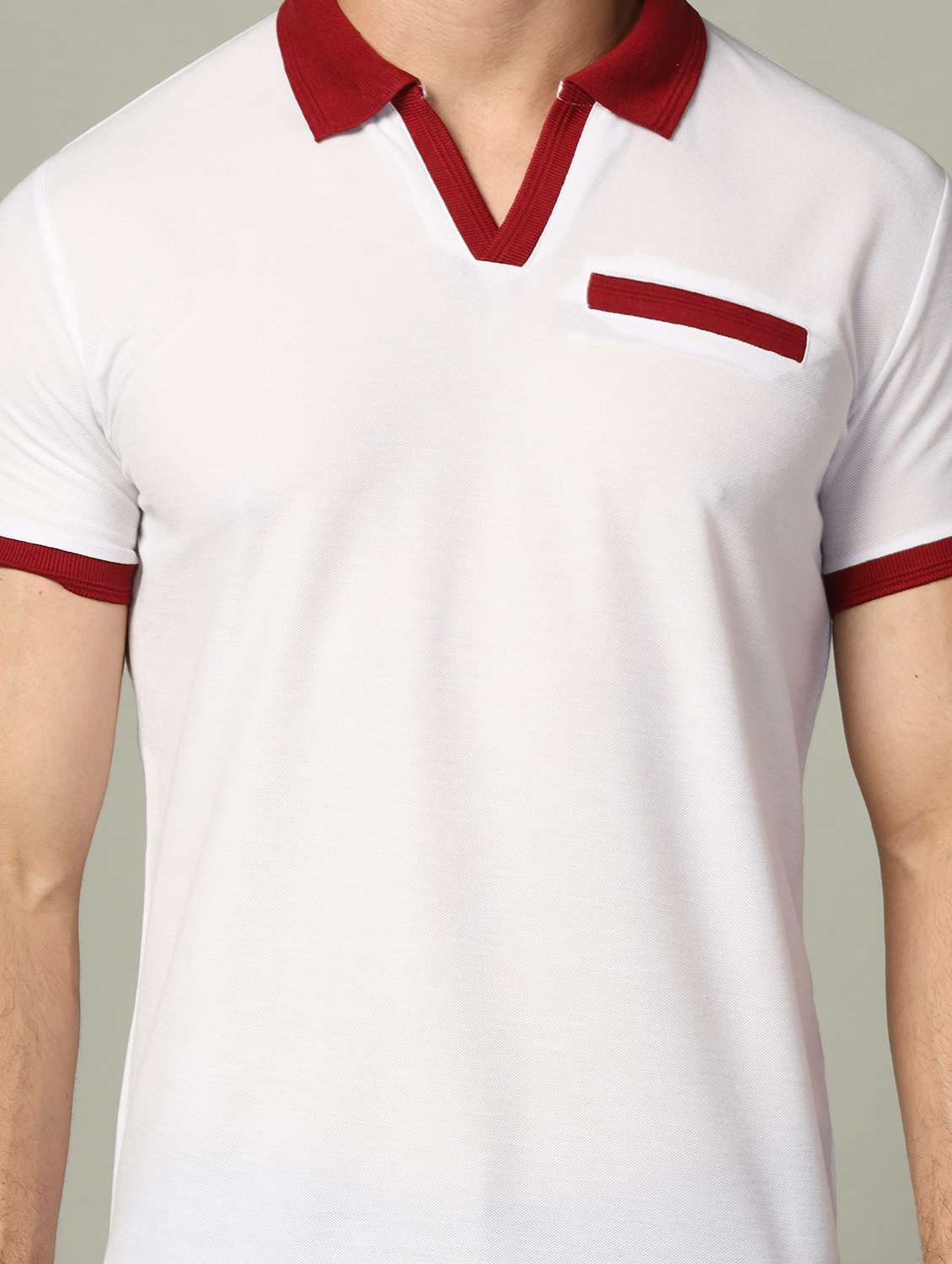 polo neck color block t-shirt - 19646097 -  Standard Image - 3