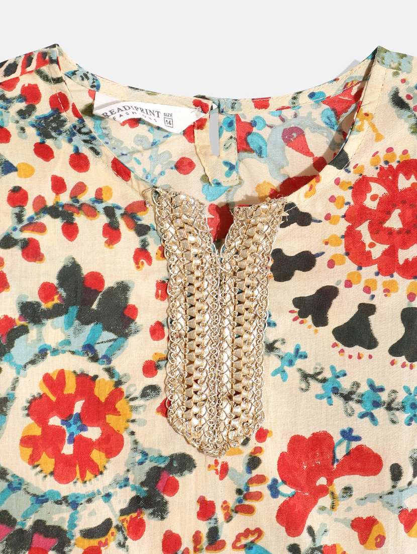 notch neck printed kurta palazzo set - 19646473 -  Standard Image - 3