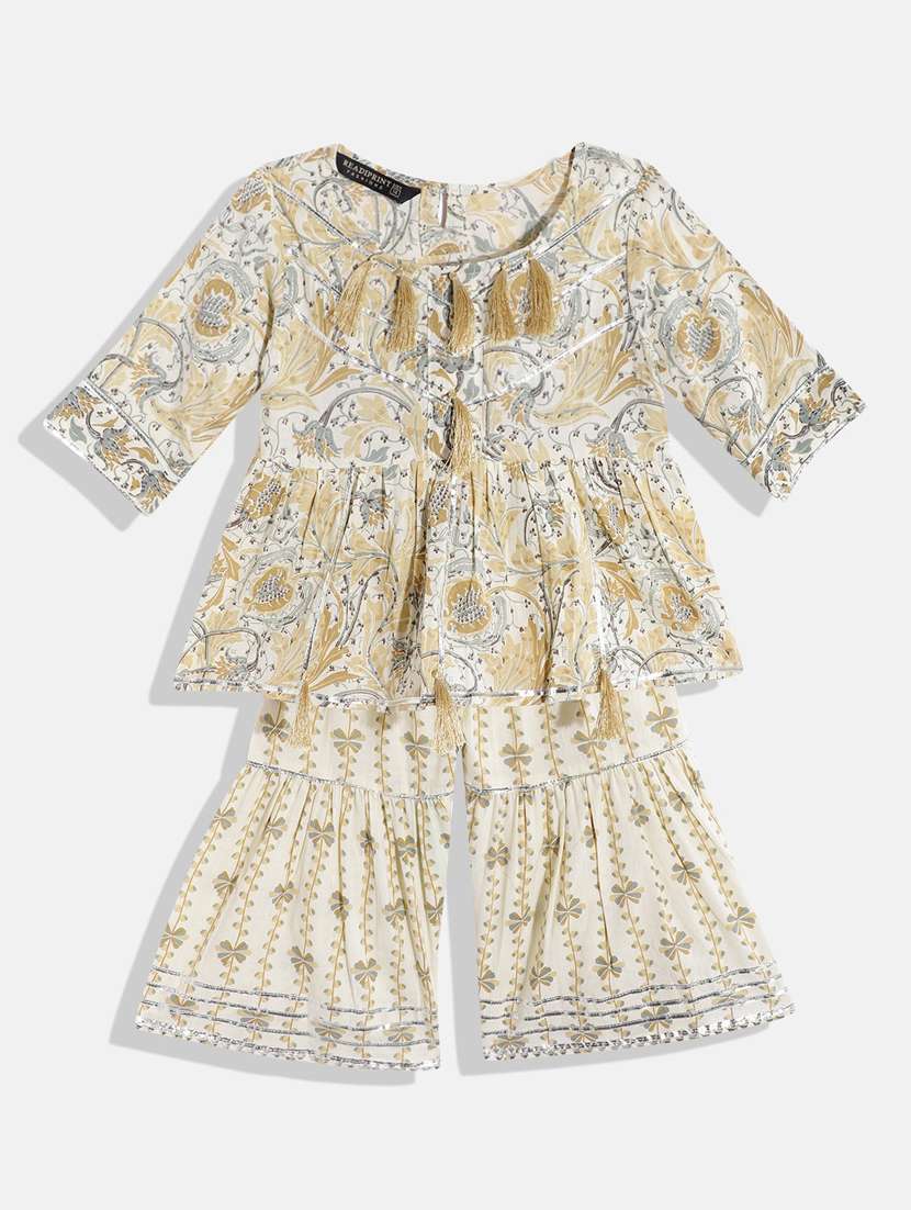 round neck kurta sharara set 