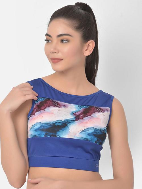 boat neck abstract print crop top - 19648833 -  Standard Image - 0