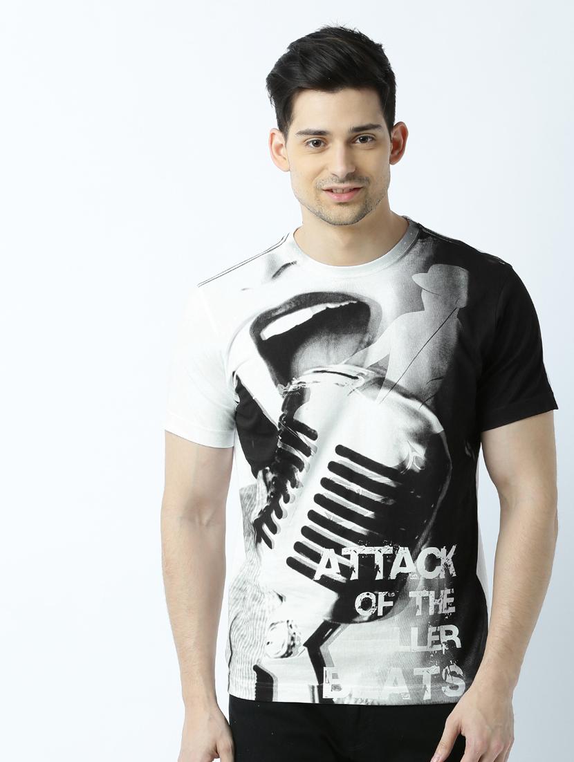 men crew neck front print t-shirt