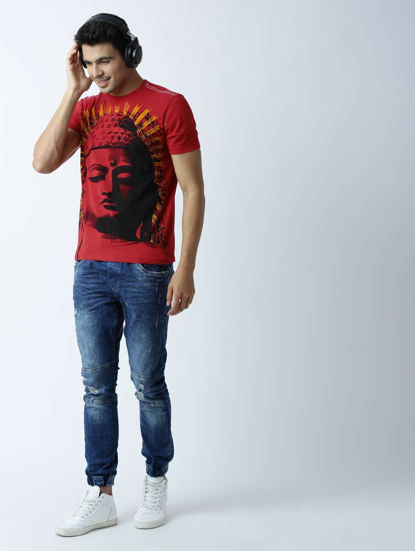 men crew neck front print t-shirt - 19649229 -  Standard Image - 3