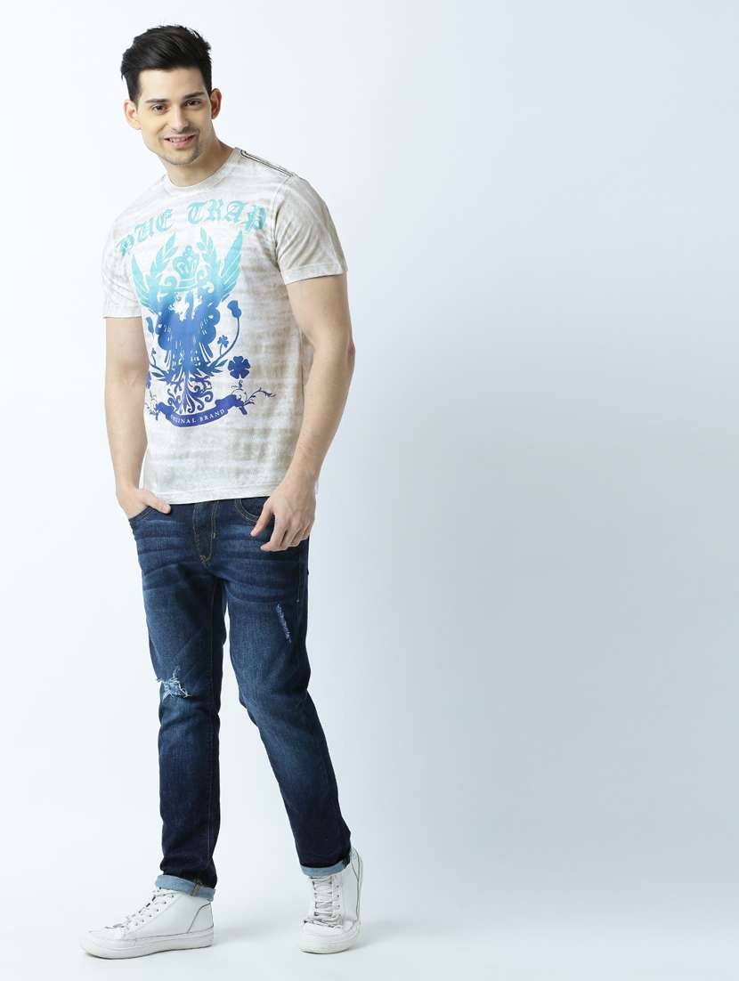 men crew neck front print t-shirt - 19649233 -  Standard Image - 3