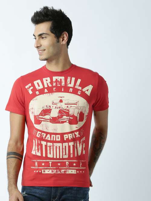 men crew neck front print t-shirt - 19649256 - Standard Image - 0