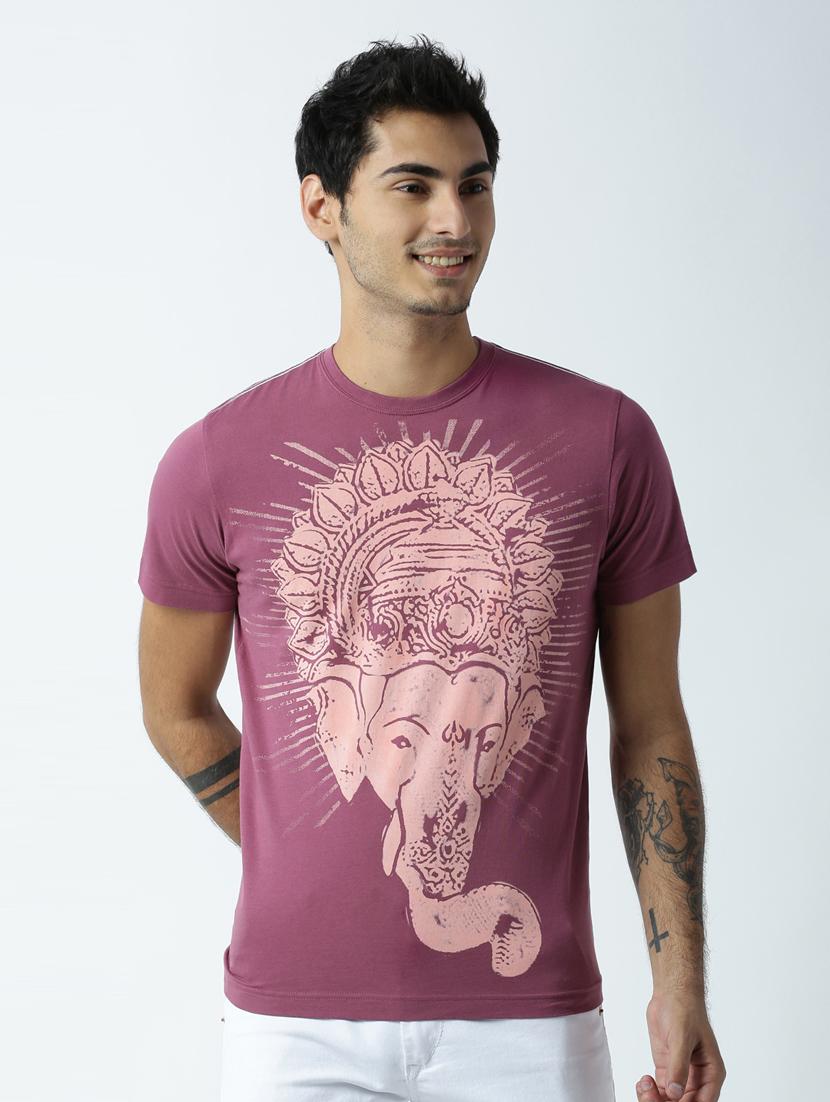 men crew neck front print t-shirt