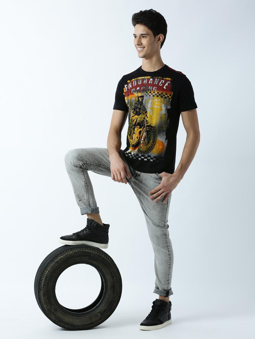 men crew neck front print t-shirt - 19649268 - Standard Image - 3