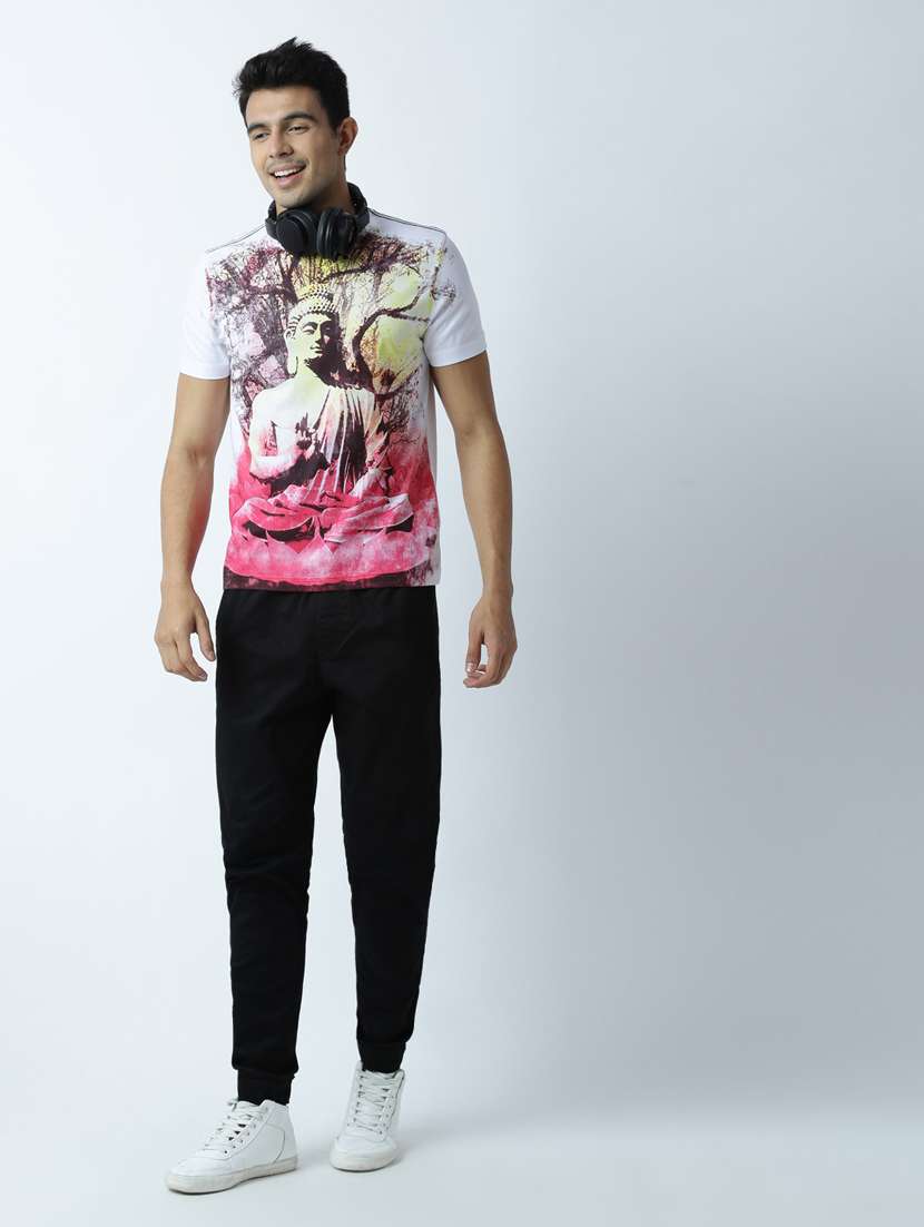 men crew neck front print t-shirt - 19649374 -  Standard Image - 3