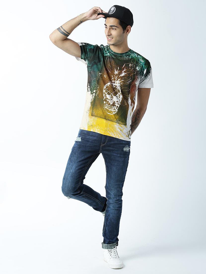 men crew neck front print t-shirt - 19649401 - Standard Image - 3