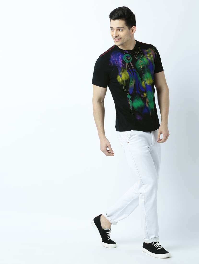 men round neck front print t-shirt - 19649420 - Standard Image - 3