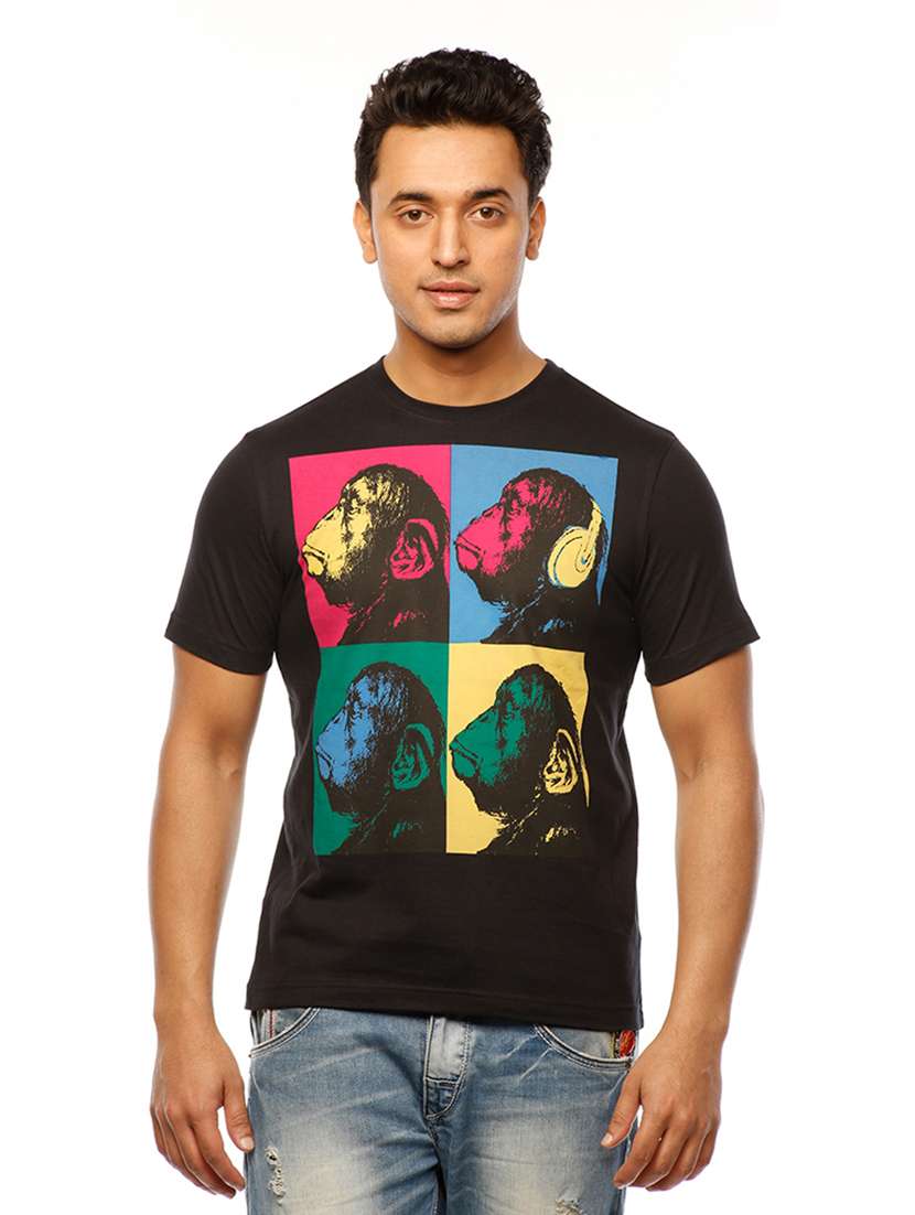 men crew neck front print t-shirt