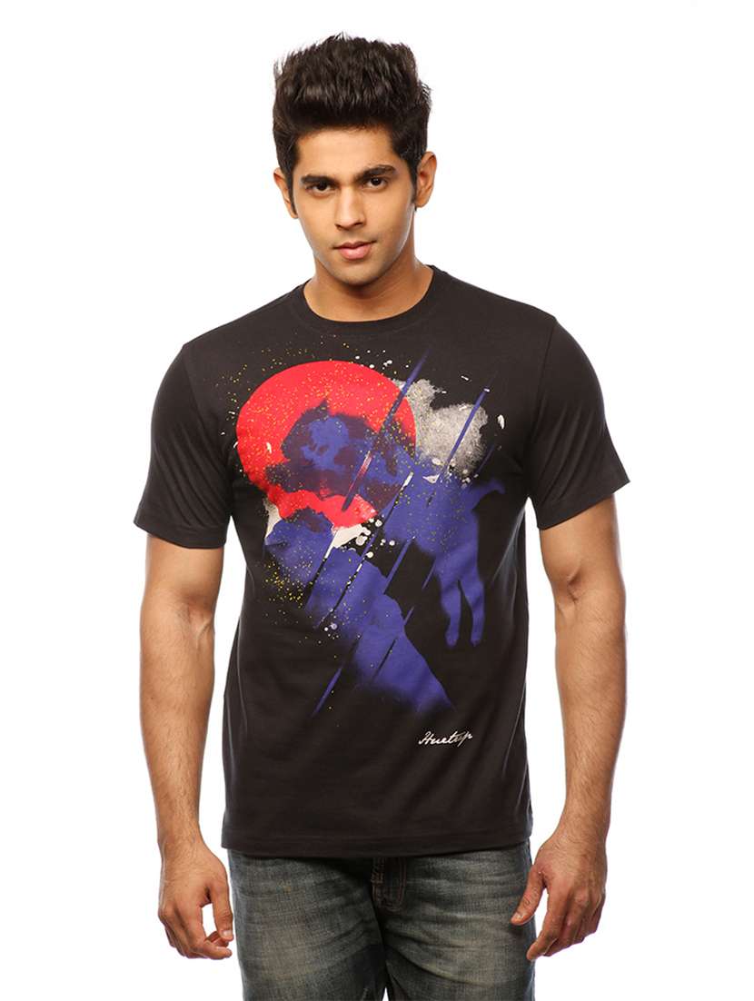 men crew neck front print t-shirt