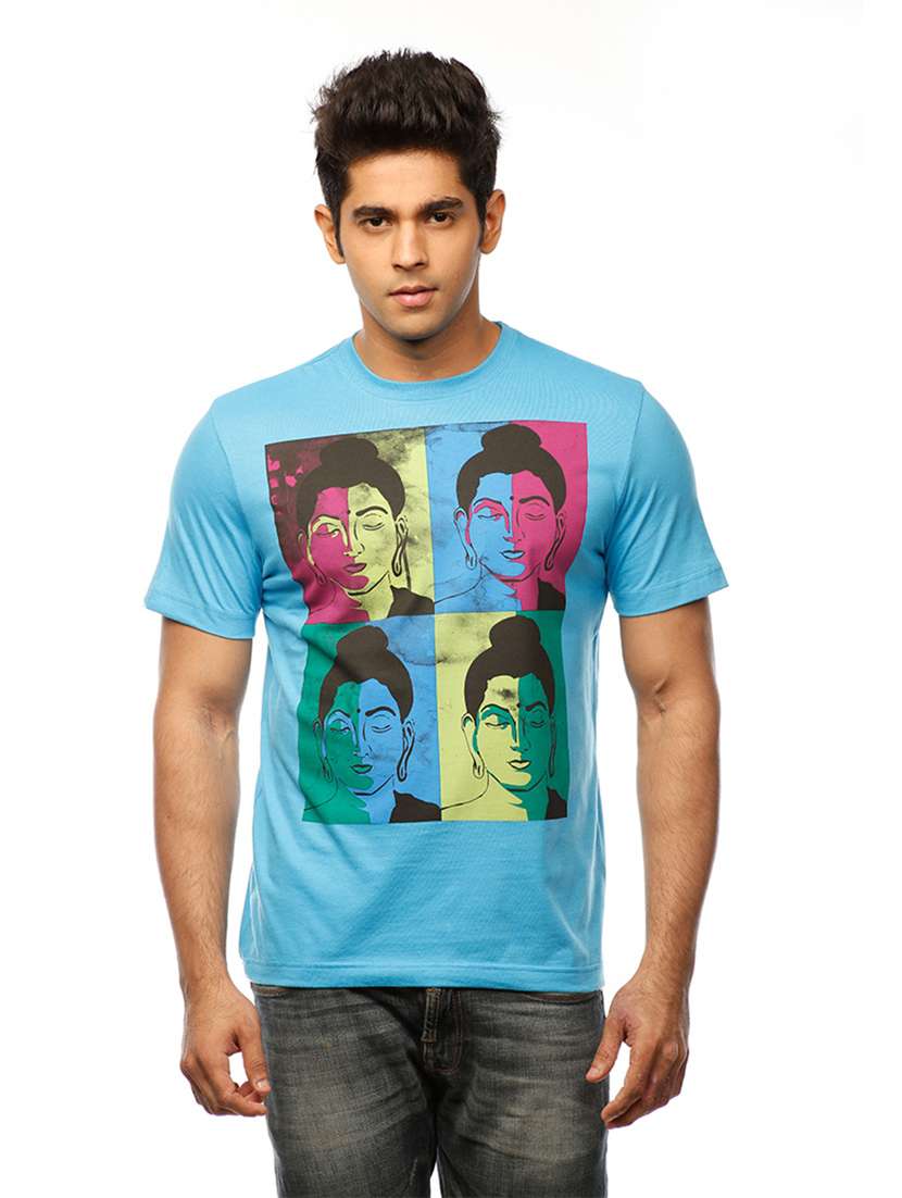 men crew neck front print t-shirt